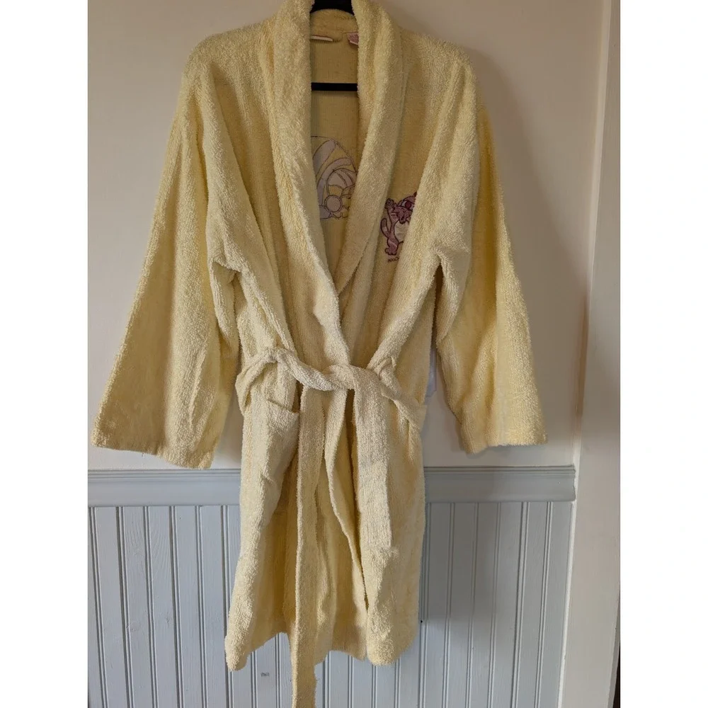 Vintage Y2K Xhilaration Bath Robe Girls L/XL Butter Yellow Kidcore Cat Terry